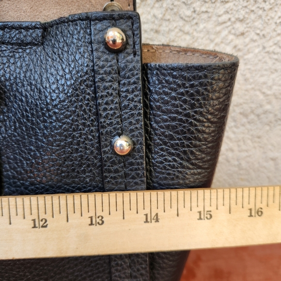 REBECCA MINKOFF Madison Satchel Black Leather Studs Flip Lock Classic Minimalist - Picture 3 of 10